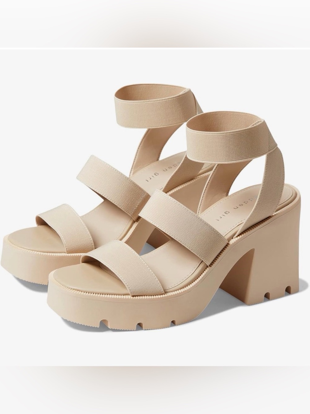 Madden Girl Beige Chunky Platform Strap Sandals